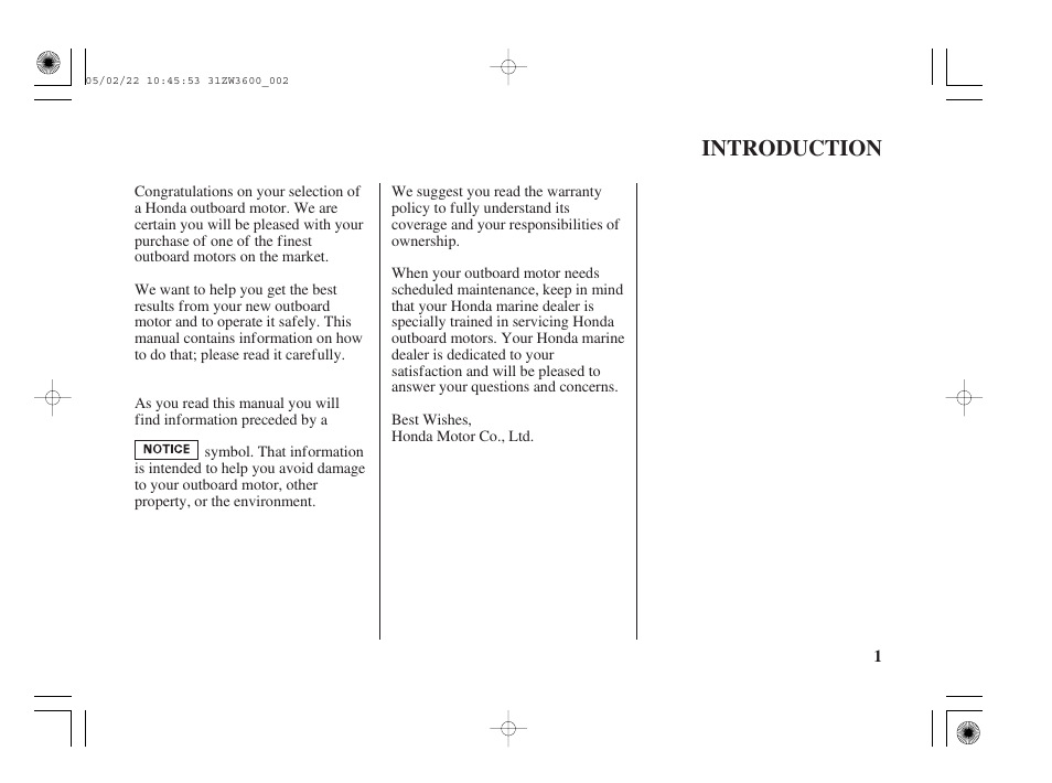Introduction | HONDA Outdoor Motor BF50A User Manual | Page 3 / 126