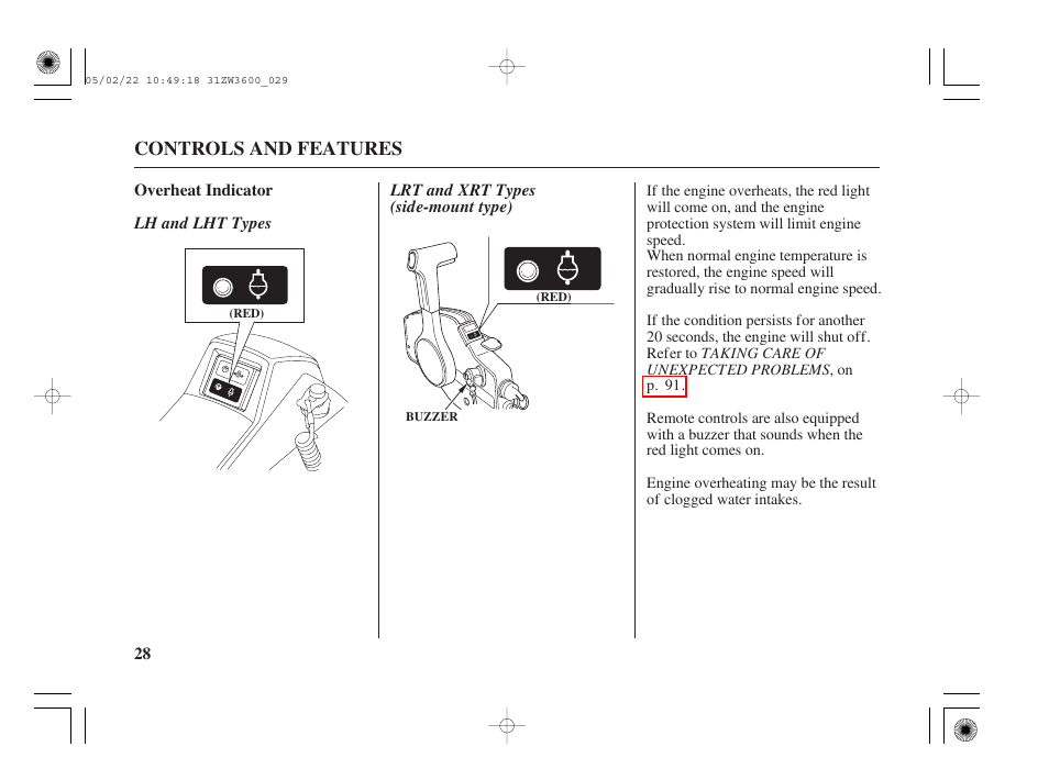 Overheat indicator | HONDA Outdoor Motor BF50A User Manual | Page 30 / 126