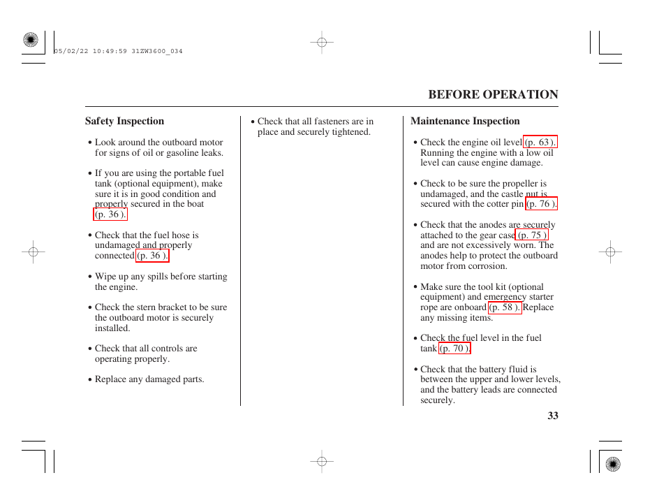 HONDA Outdoor Motor BF50A User Manual | Page 35 / 126