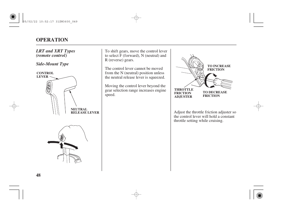 Operation | HONDA Outdoor Motor BF50A User Manual | Page 50 / 126