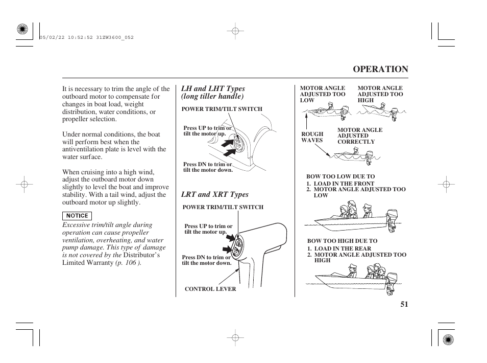 Operation | HONDA Outdoor Motor BF50A User Manual | Page 53 / 126