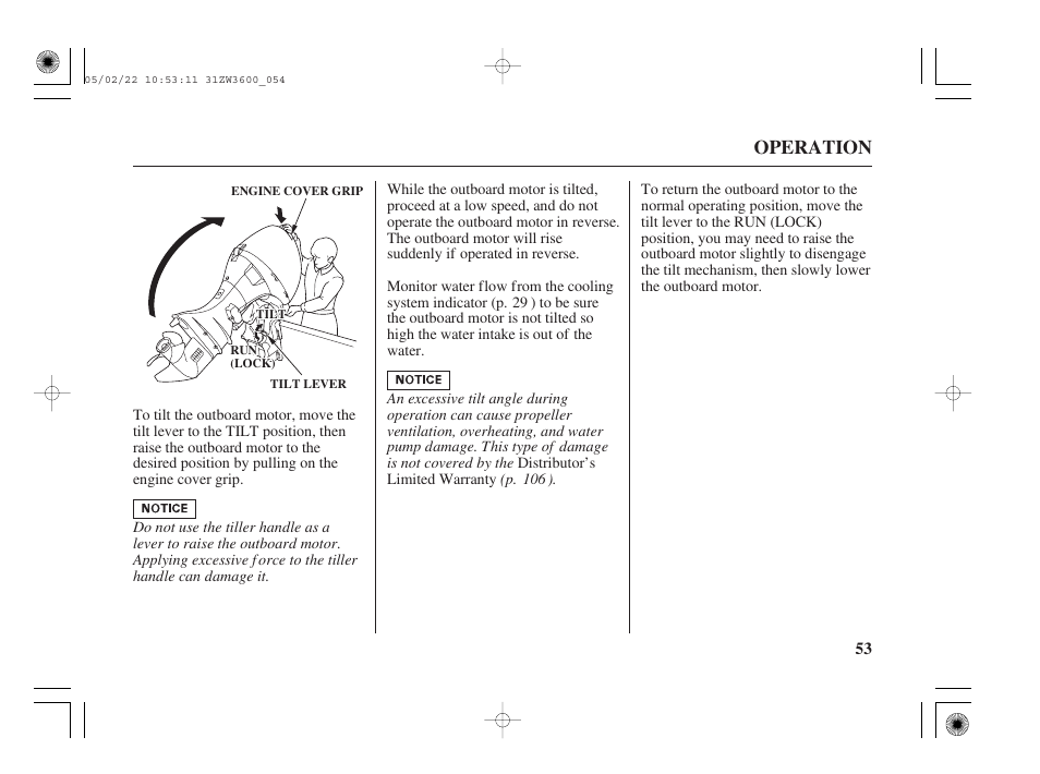 Operation | HONDA Outdoor Motor BF50A User Manual | Page 55 / 126