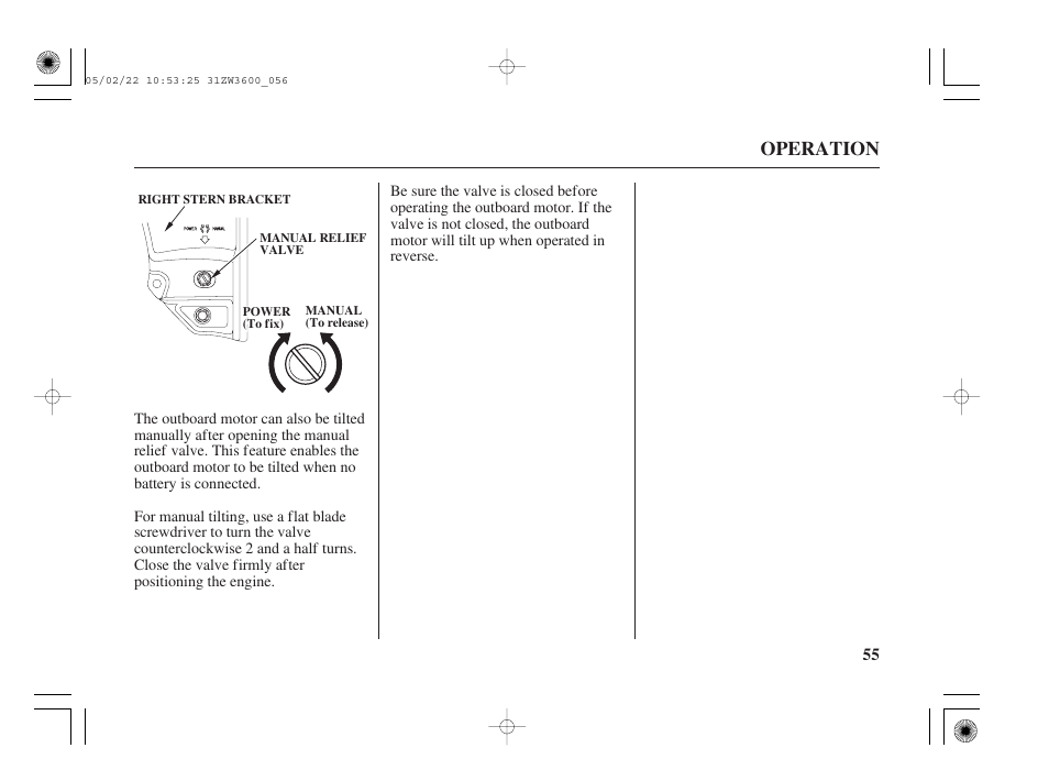 Operation | HONDA Outdoor Motor BF50A User Manual | Page 57 / 126