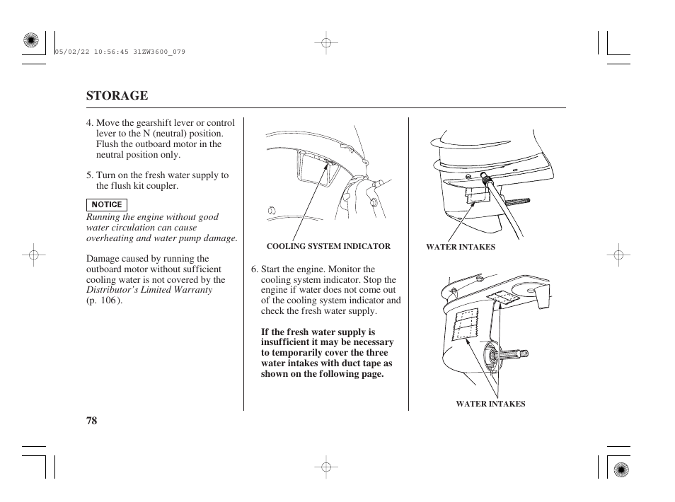 Storage | HONDA Outdoor Motor BF50A User Manual | Page 80 / 126