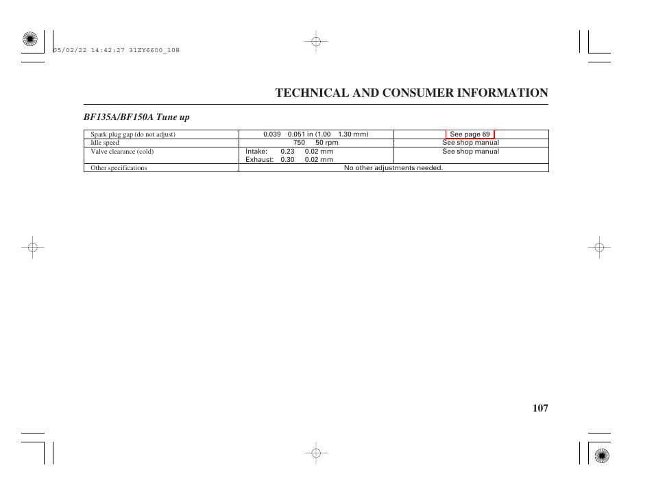 Technical and consumer information | HONDA Outboard Motor BF150A User Manual | Page 109 / 129