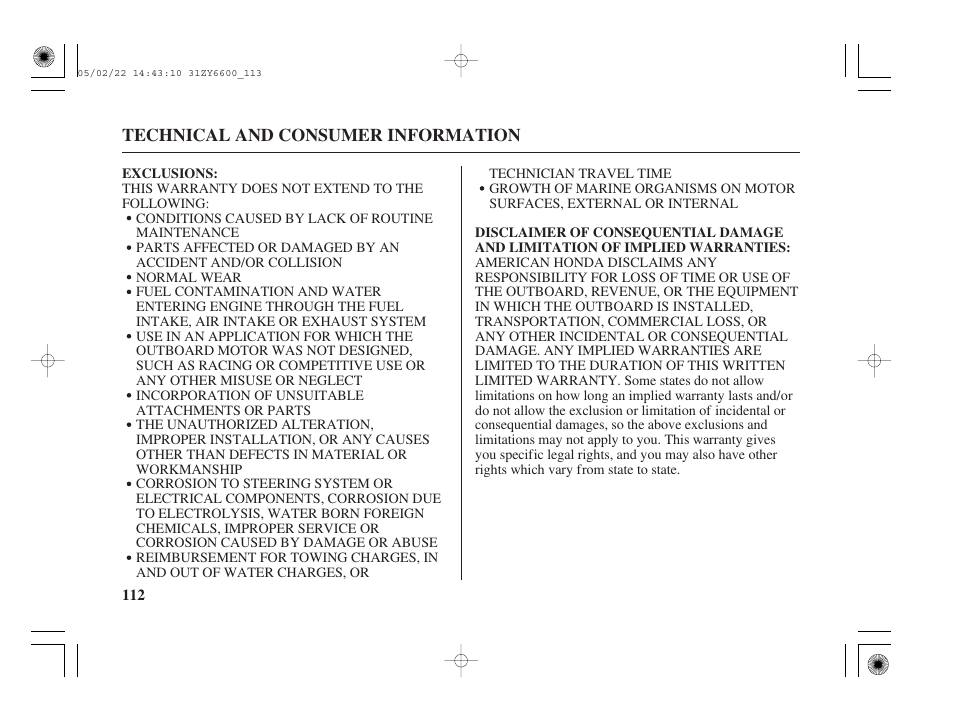 HONDA Outboard Motor BF150A User Manual | Page 114 / 129