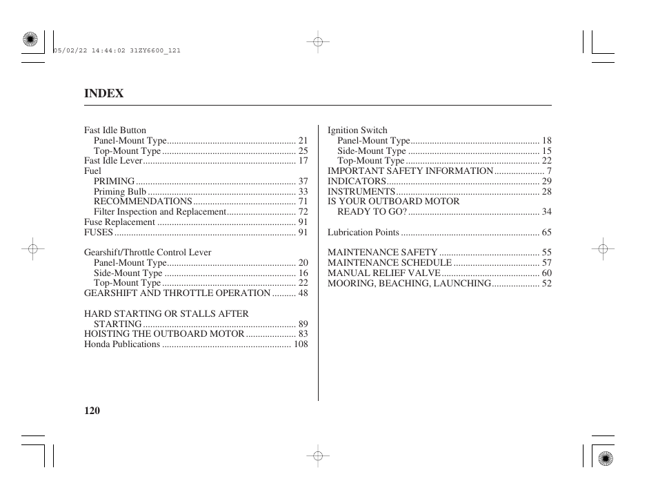 HONDA Outboard Motor BF150A User Manual | Page 122 / 129