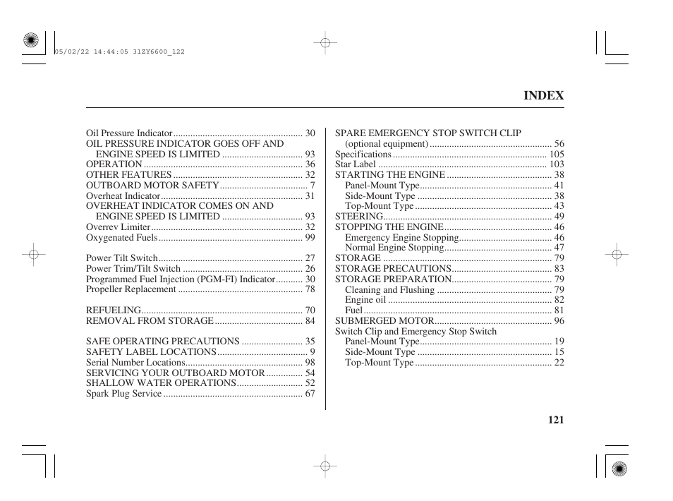HONDA Outboard Motor BF150A User Manual | Page 123 / 129