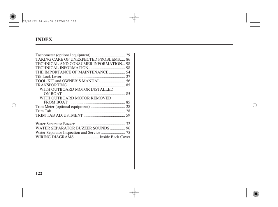 HONDA Outboard Motor BF150A User Manual | Page 124 / 129