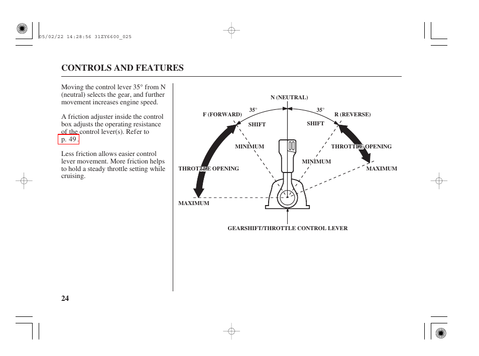 Controls and features | HONDA Outboard Motor BF150A User Manual | Page 26 / 129