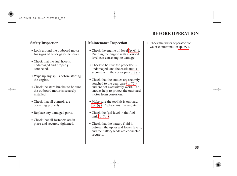 HONDA Outboard Motor BF150A User Manual | Page 37 / 129