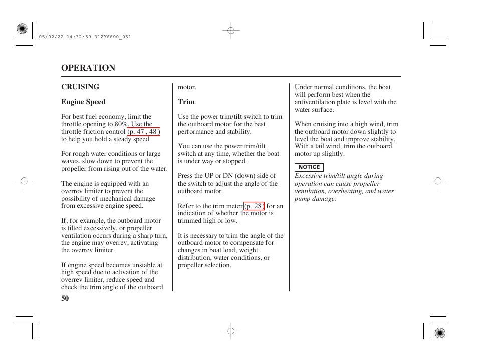 Cruising | HONDA Outboard Motor BF150A User Manual | Page 52 / 129