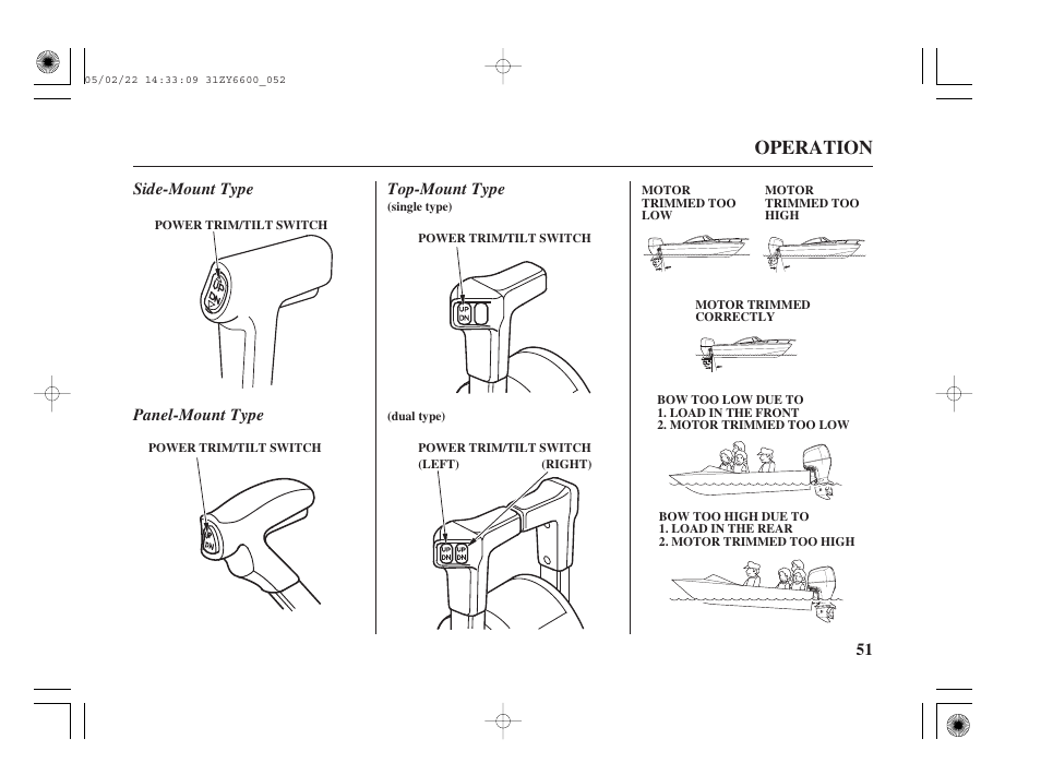 Operation | HONDA Outboard Motor BF150A User Manual | Page 53 / 129