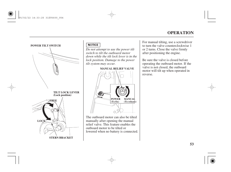 Operation | HONDA Outboard Motor BF150A User Manual | Page 55 / 129