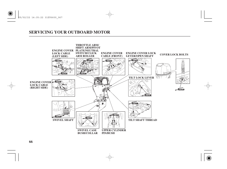 Servicing your outboard motor | HONDA Outboard Motor BF150A User Manual | Page 68 / 129
