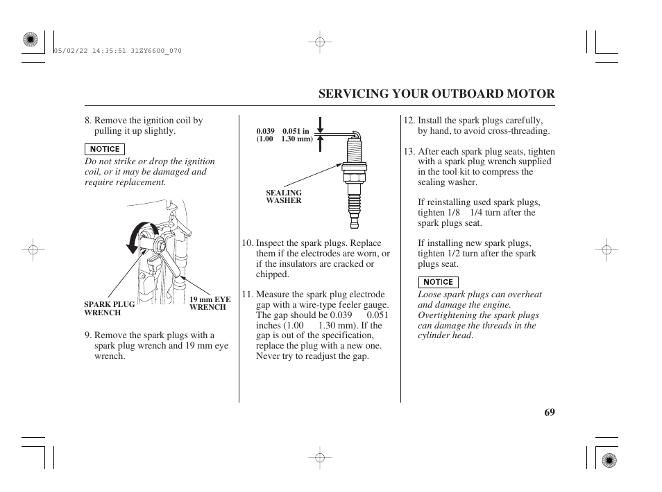 Servicing your outboard motor | HONDA Outboard Motor BF150A User Manual | Page 71 / 129