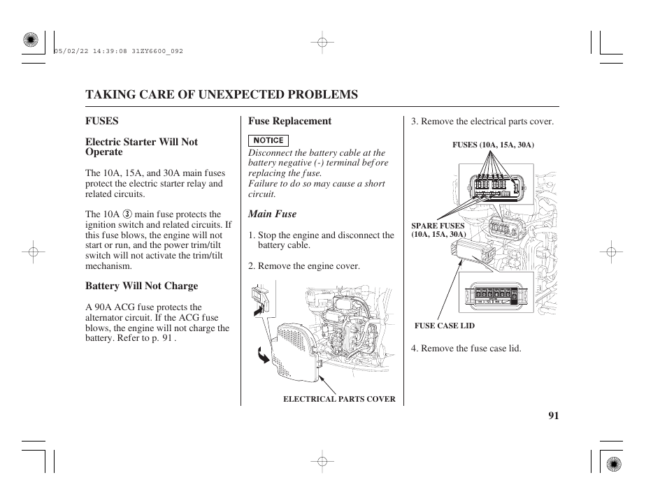 Fuses | HONDA Outboard Motor BF150A User Manual | Page 93 / 129