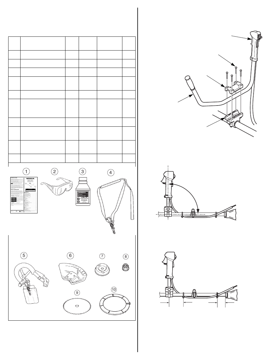 Loose parts, U-type handlebar | HONDA HHT35S User Manual | Page 6 / 32