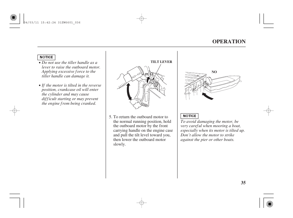 Operation | HONDA Outboard Motor BF2D User Manual | Page 37 / 83