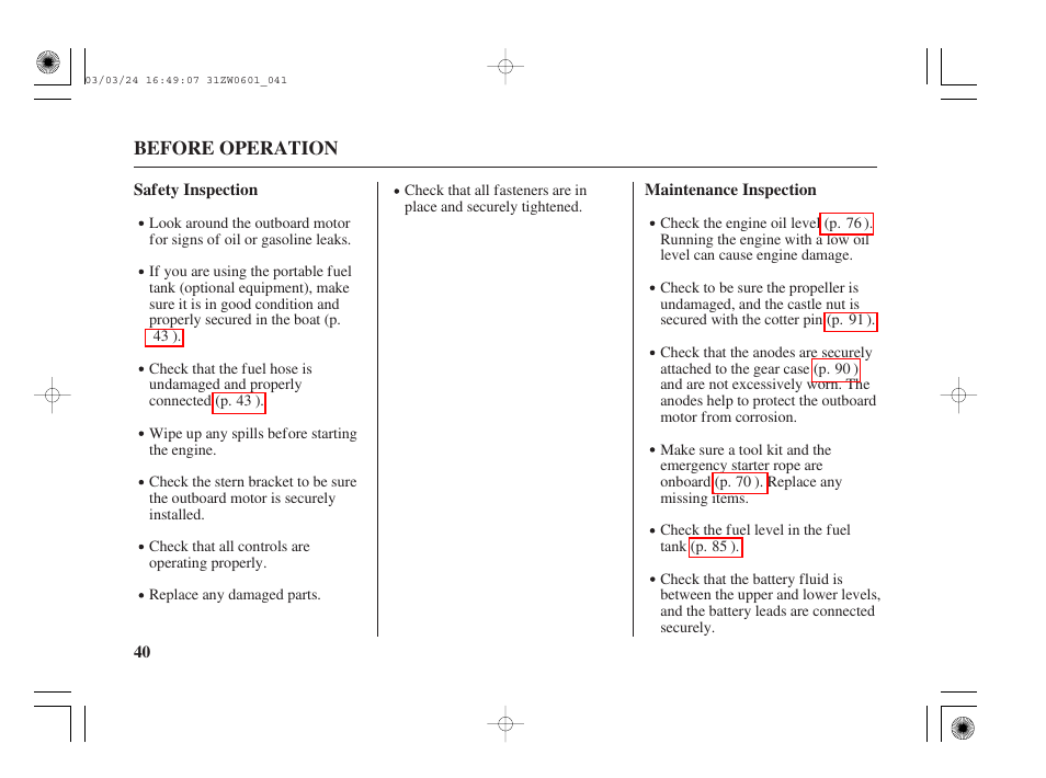 HONDA Outboard Motor BF90A User Manual | Page 42 / 130