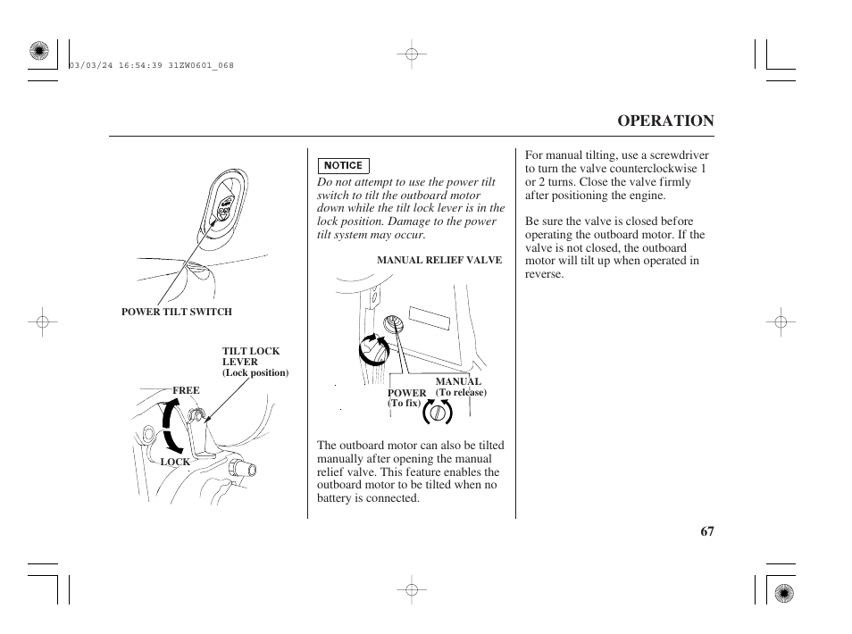 Operation | HONDA Outboard Motor BF90A User Manual | Page 69 / 130