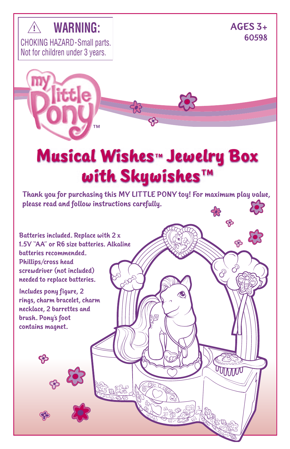 Hasbro Musical Wishes Jewelry Box with Skywishes 60598 User Manual | 4 pages