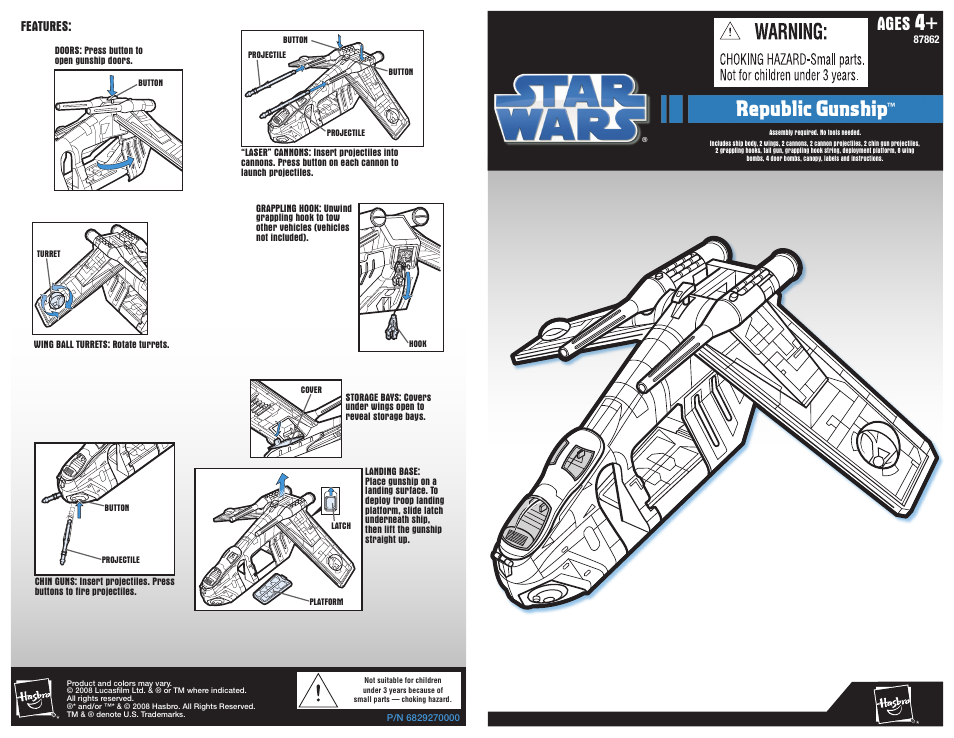 Hasbro Star Wars Republic Gunship 87862 User Manual | 2 pages