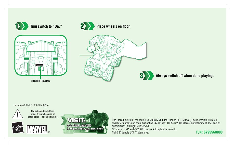 Hasbro Zoom N' Go Hulk 4-Wheel Smasher 78464/78374 User Manual | Page 2 / 2