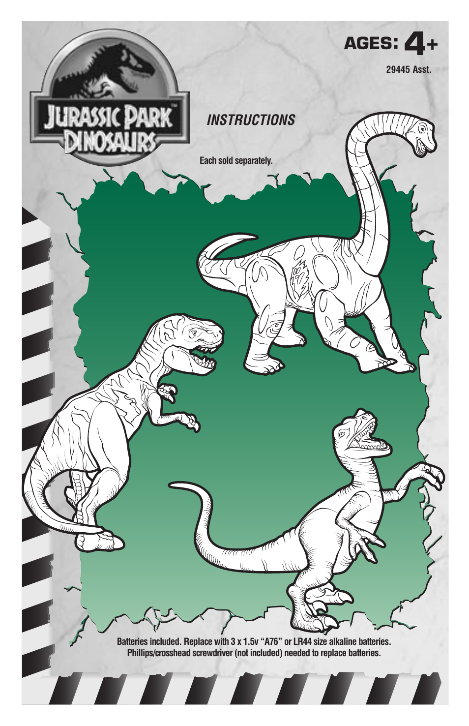 Hasbro Jurassic Park Dinosaurs 29445 User Manual | 3 pages