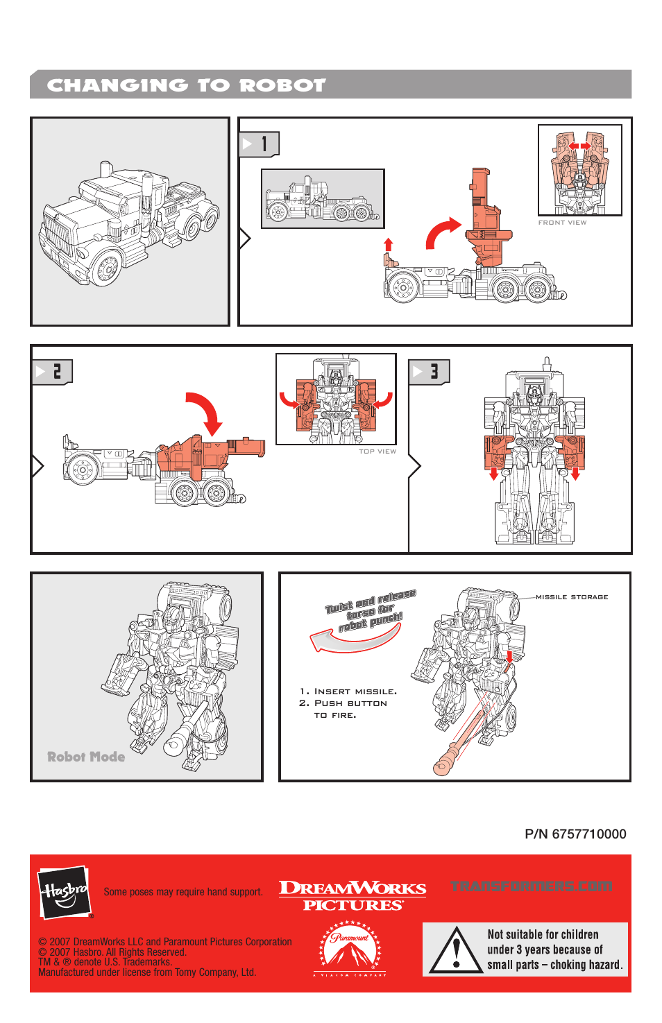 Changing to robot | Hasbro Transformers 83758 User Manual | Page 2 / 2