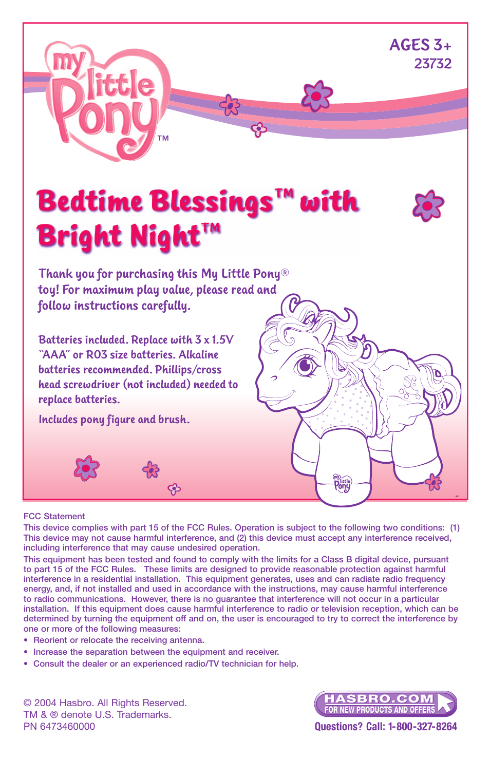 Hasbro Bedtime Blessings with Bright Night 23732 User Manual | 2 pages