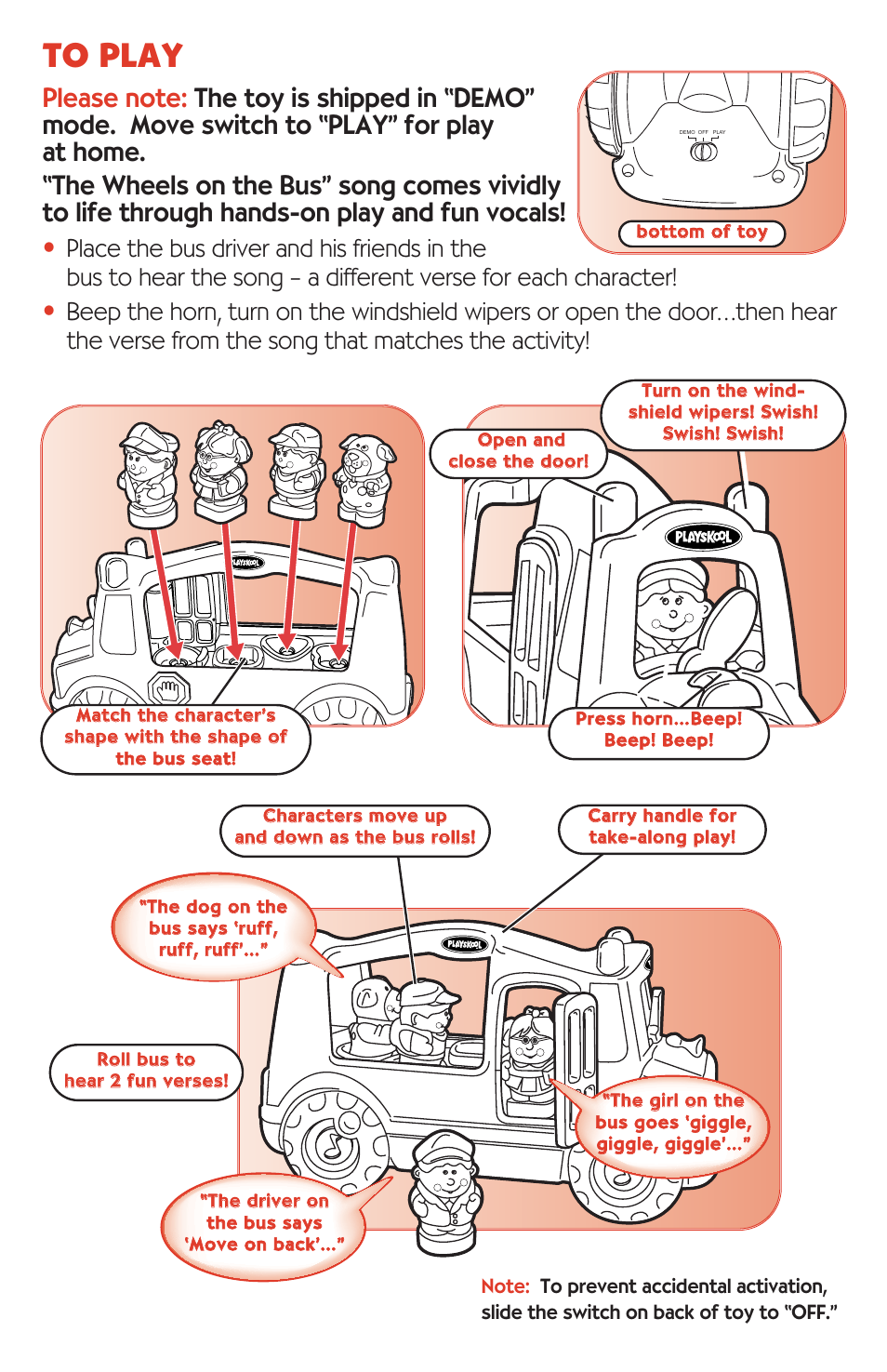 Hasbro Wheels the Bus 05066 User Manual | Page 2 / 4