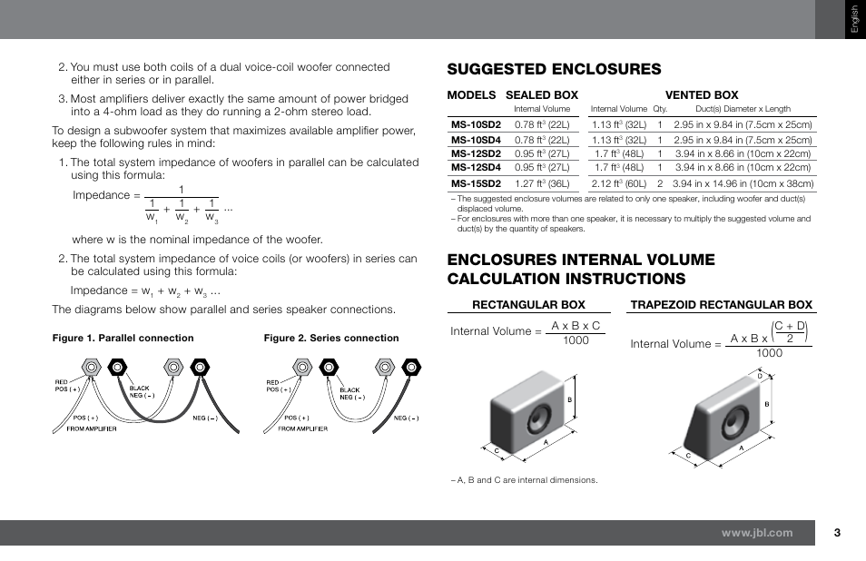 Suggested enclosures | Harman JBL MS-15SD2 User Manual | Page 3 / 12