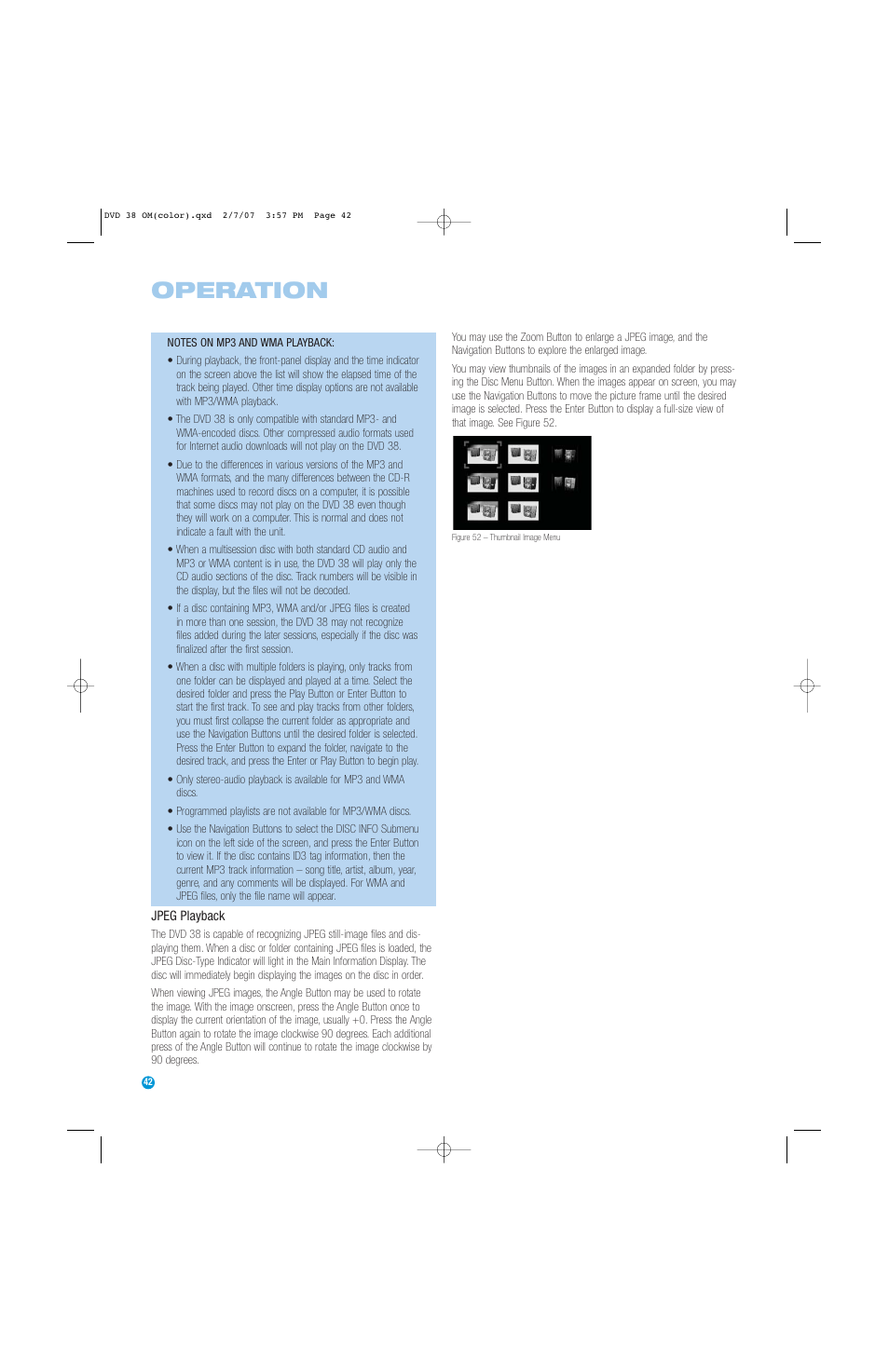 Operation | Harman-Kardon DVD 38 User Manual | Page 42 / 52