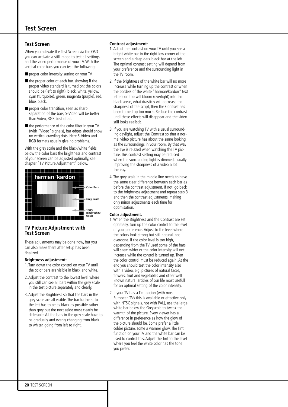 Test screen | Harman-Kardon DVD 23 User Manual | Page 20 / 24
