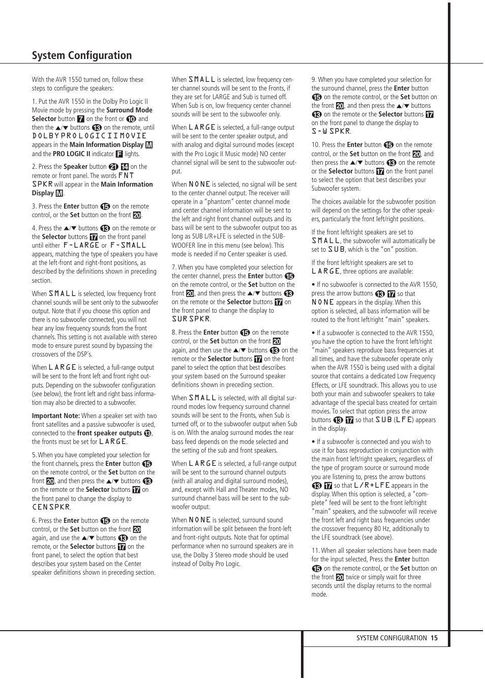 System configuration | Harman-Kardon AVR1550 User Manual | Page 15 / 30