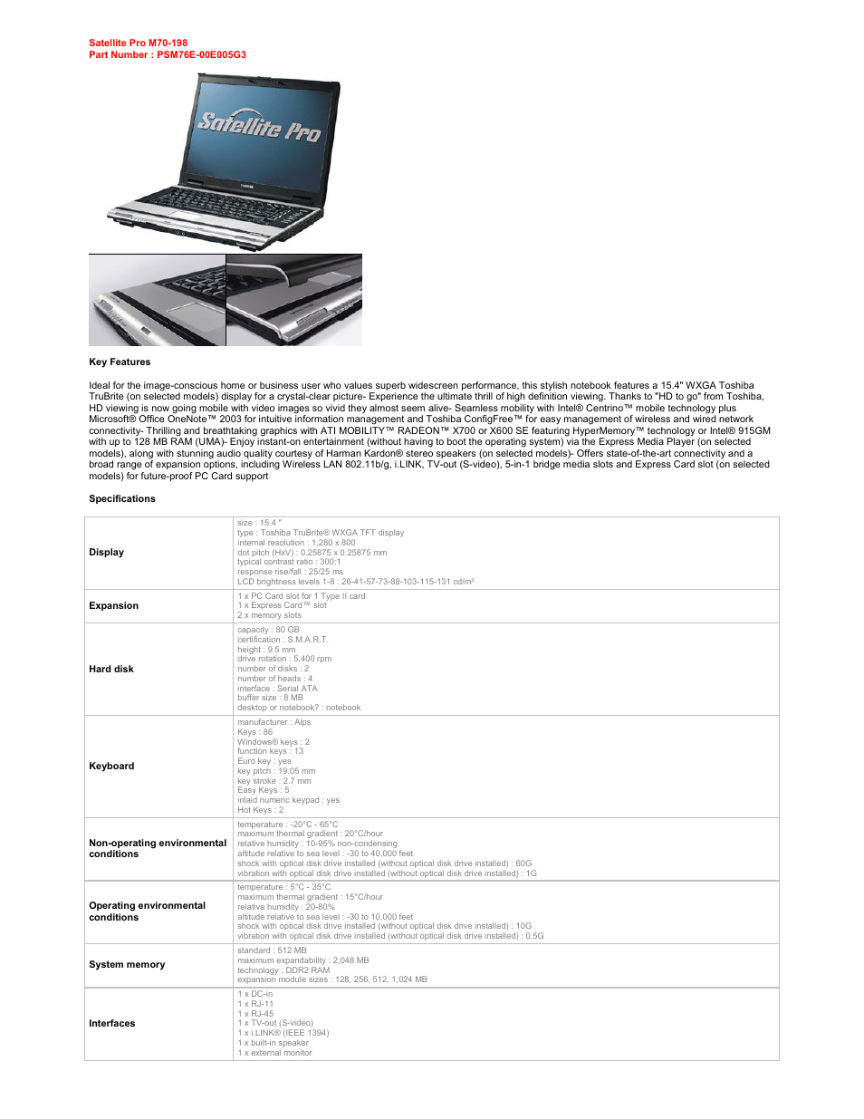 Harman-Kardon Satellite Pro M70-198 User Manual | 2 pages