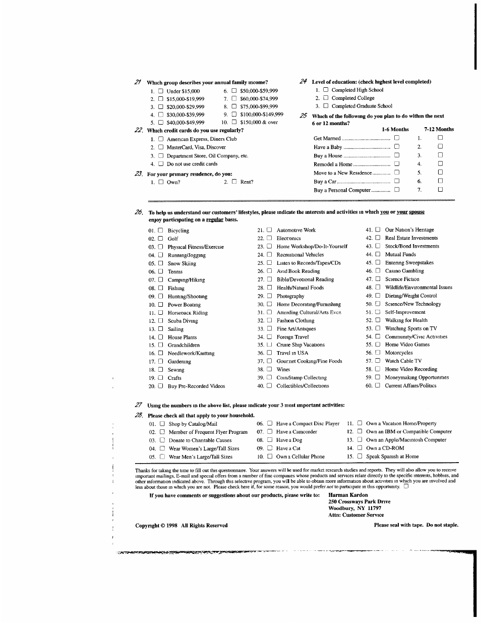 Harman-Kardon AVR 110 User Manual | Page 56 / 56