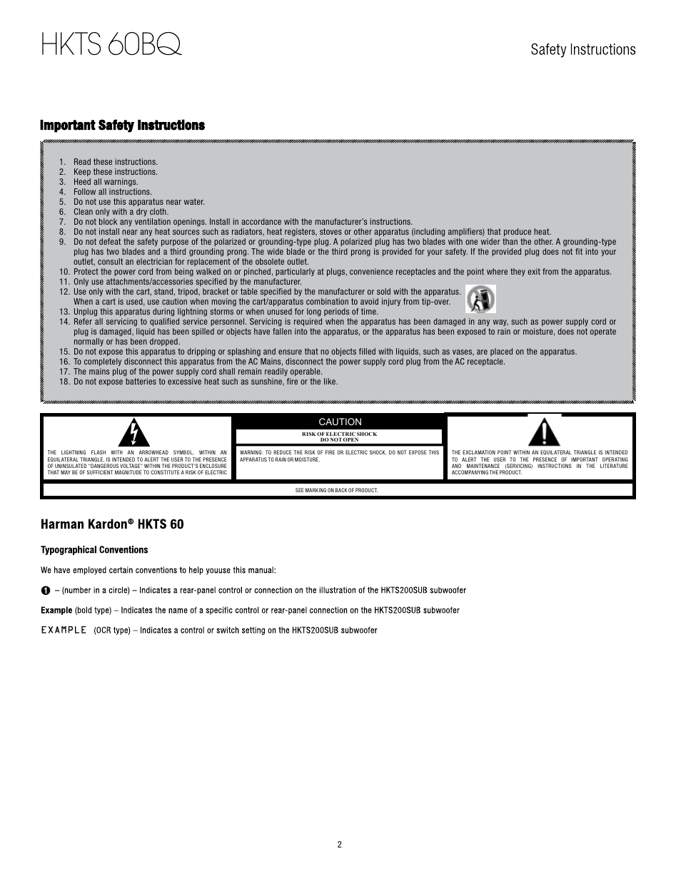 Harman-Kardon 60BQ User Manual | Page 2 / 14