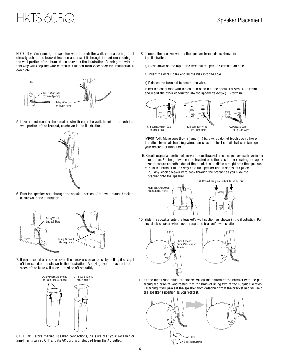 Hkts 60bq, Speaker placement | Harman-Kardon 60BQ User Manual | Page 6 / 14