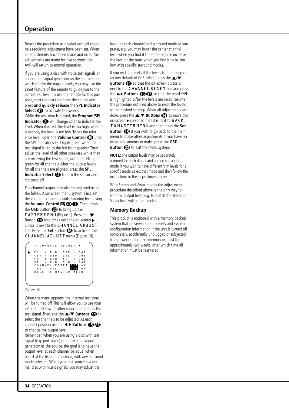 Operation | Harman-Kardon AVR507 User Manual | Page 34 / 48