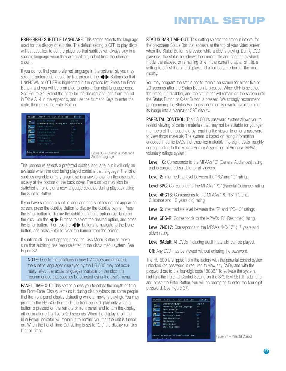 Initial setup | Harman-Kardon HS 500 User Manual | Page 27 / 72