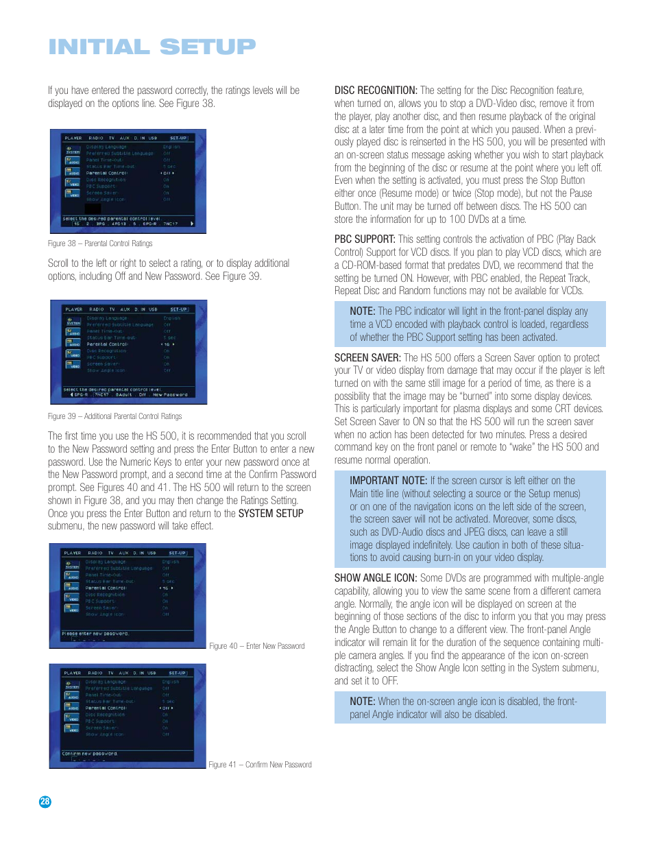 Initial setup | Harman-Kardon HS 500 User Manual | Page 28 / 72