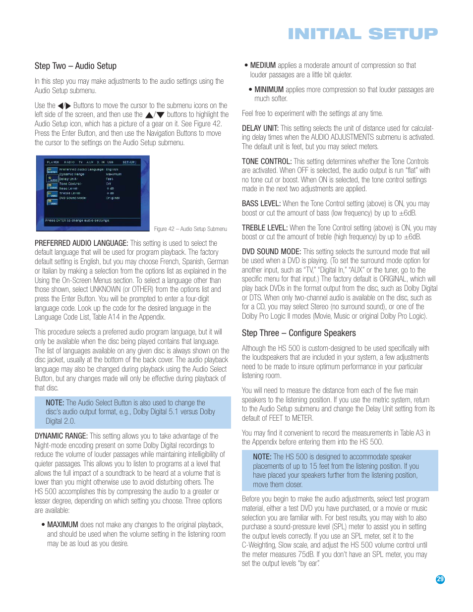 Initial setup | Harman-Kardon HS 500 User Manual | Page 29 / 72