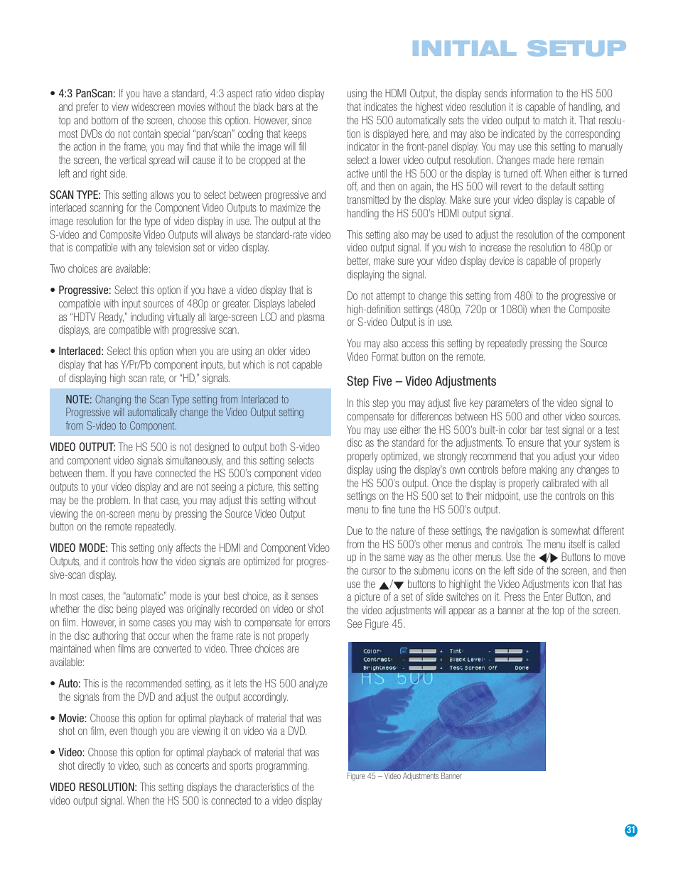 Initial setup | Harman-Kardon HS 500 User Manual | Page 31 / 72