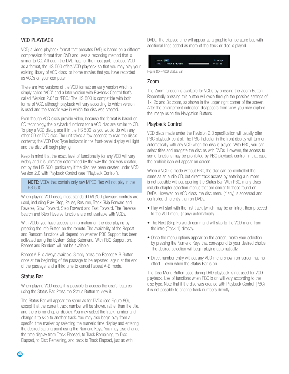 Operation | Harman-Kardon HS 500 User Manual | Page 48 / 72