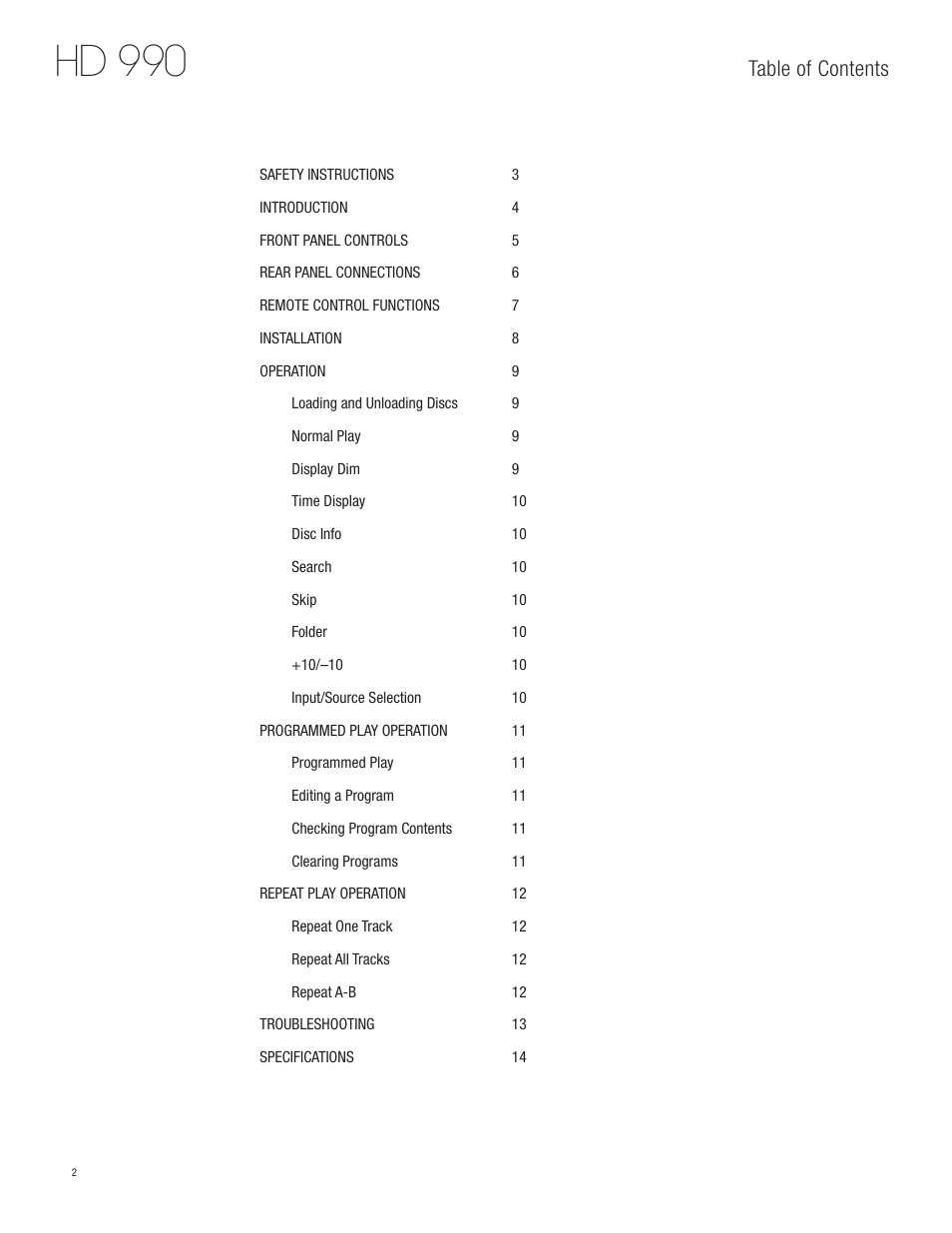 Harman-Kardon HD 990 User Manual | Page 2 / 16