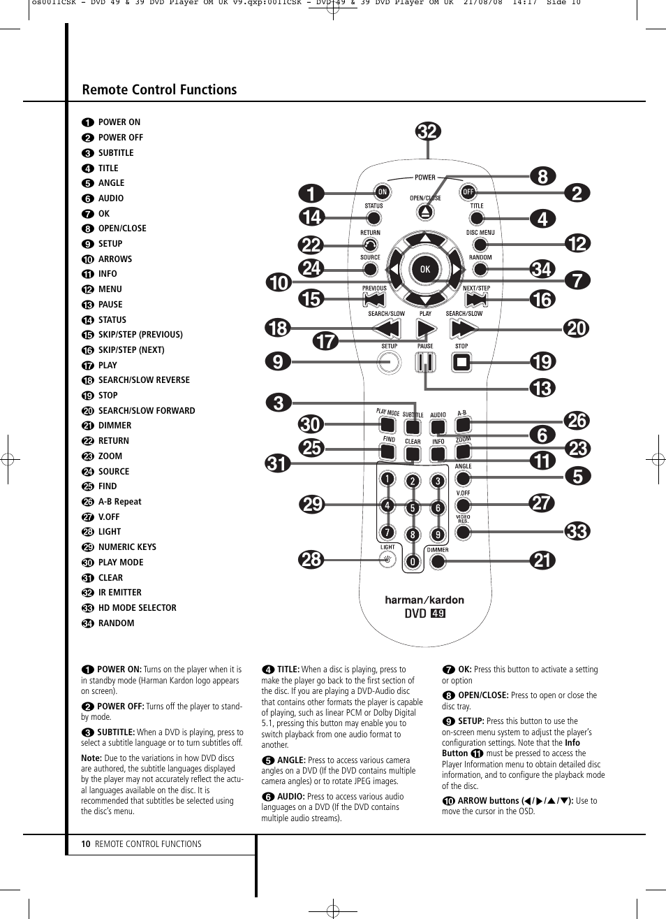 Harman-Kardon DVD 49 User Manual | Page 10 / 34