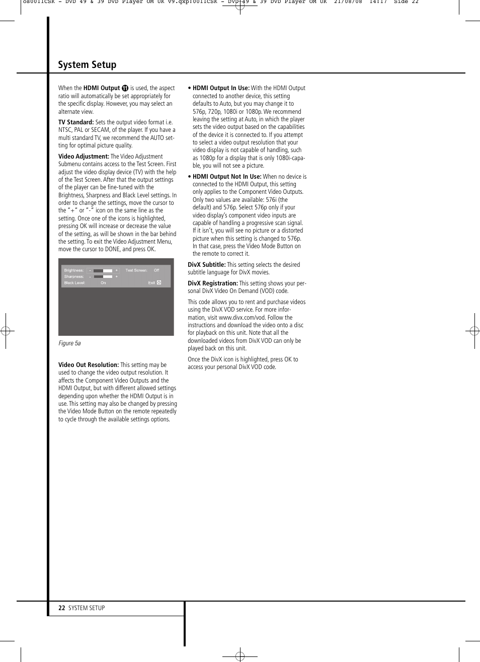 System setup | Harman-Kardon DVD 49 User Manual | Page 22 / 34