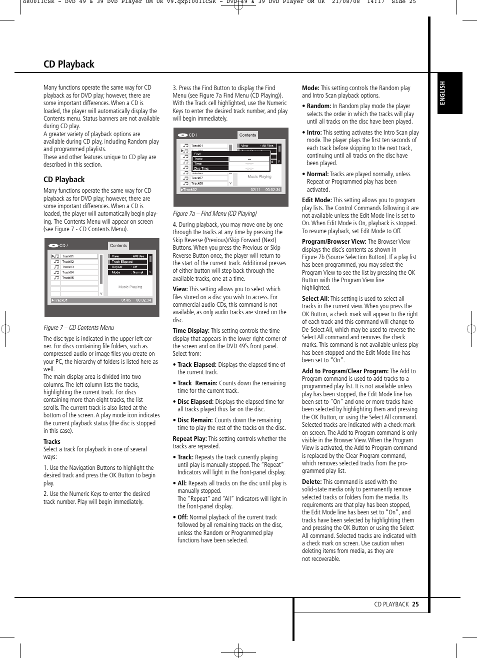 Cd playback | Harman-Kardon DVD 49 User Manual | Page 25 / 34
